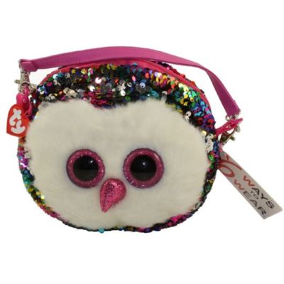 TY 8'' OWEN Owl Fashion Flippy Color Changing Sequin Glam Purse with Strap MWMTs