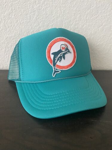 MIAMI DOLPHINS Retro 1966 Throwback Classic Logo Aqua Trucker Snapback Cap Hat - Picture 1 of 5