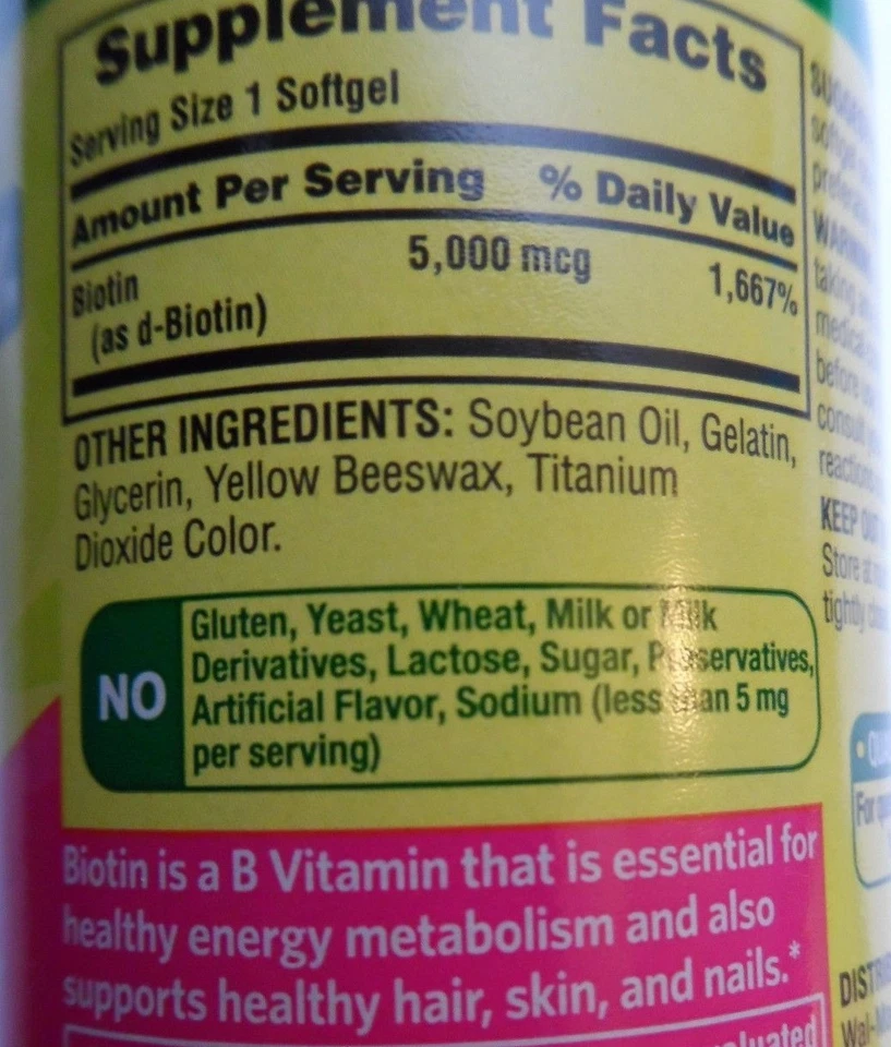 Biotin 5000mcg 120 Softgels SKIN/HAIR/NAIL 2 month supply Fresh Expiration 2028 - Image 3 of 4