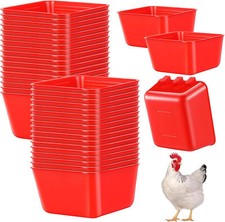 8X Cage Cups 1 Pint 16 fl. oz Hanging Feed Water Cage Cups Chickens Poultry Red