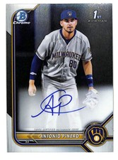 2022 Bowman Chrome Antonio Pinero Auto Autograph 1st Card Brewers ID3