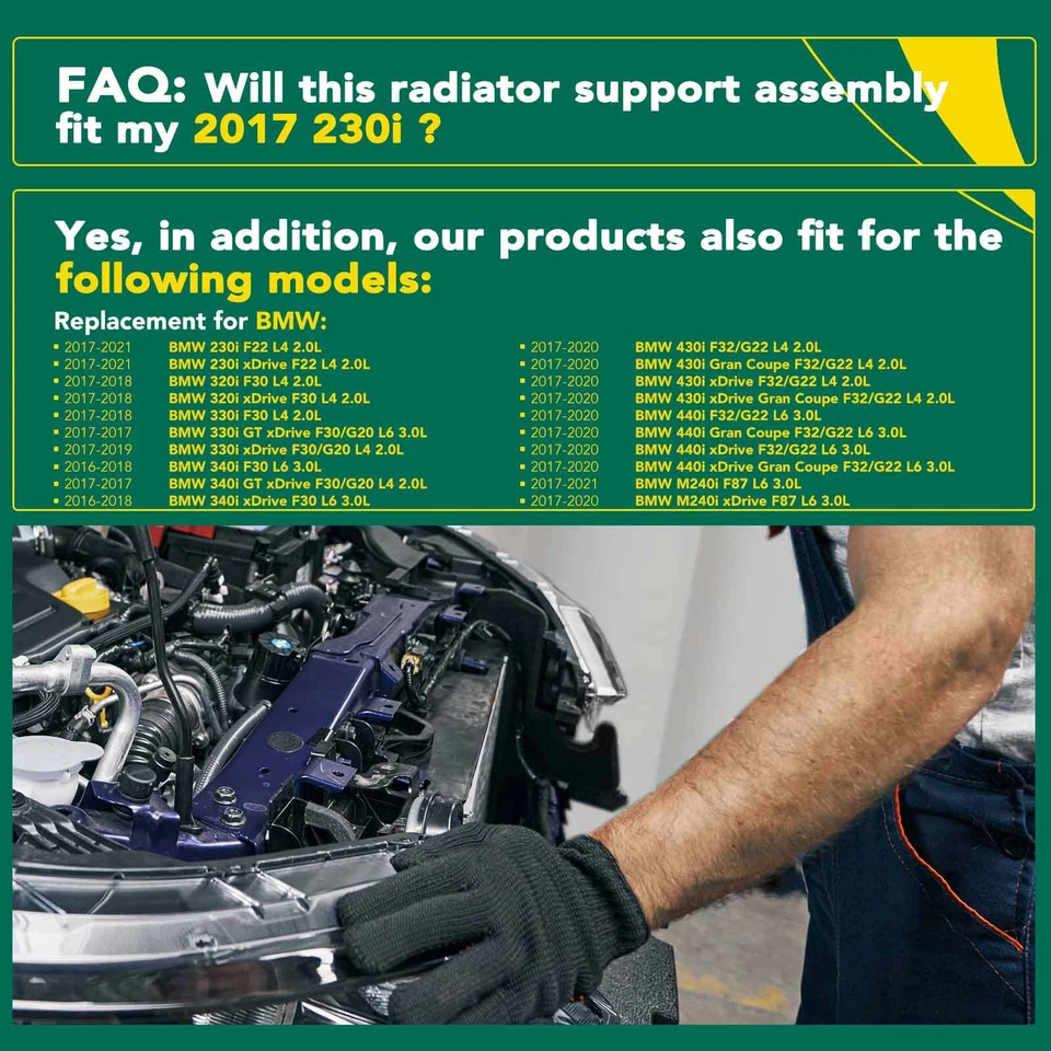 Nuevo conjunto de soporte de radiador para BMW 230i 320i 330i GT xDrive 340i cubierta superior Foto 2 de 4
