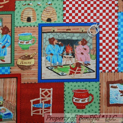 BonEful Fabric FQ Cotton Quilt 3 Little Bear Baby Boy Bumble Bee Honey Patchwork - Picture 12 of 12