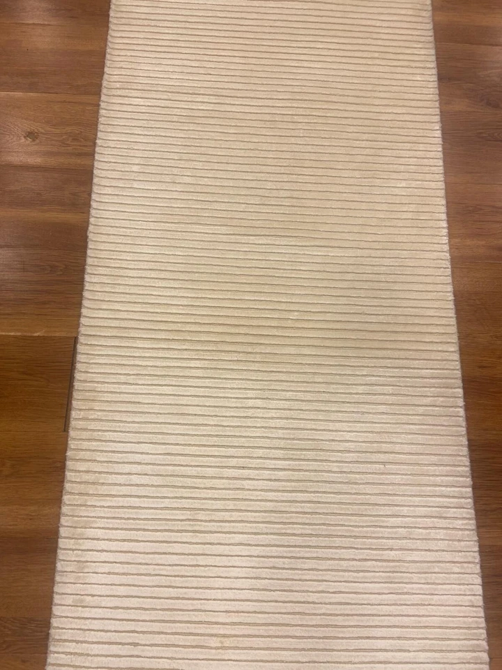 Alfombra de corredor de bambú, alfombra de corredor de 2.6x9.6 pies, alfombra de pasillo blanca y beige, alfombra de pasillo Foto 3 de 4