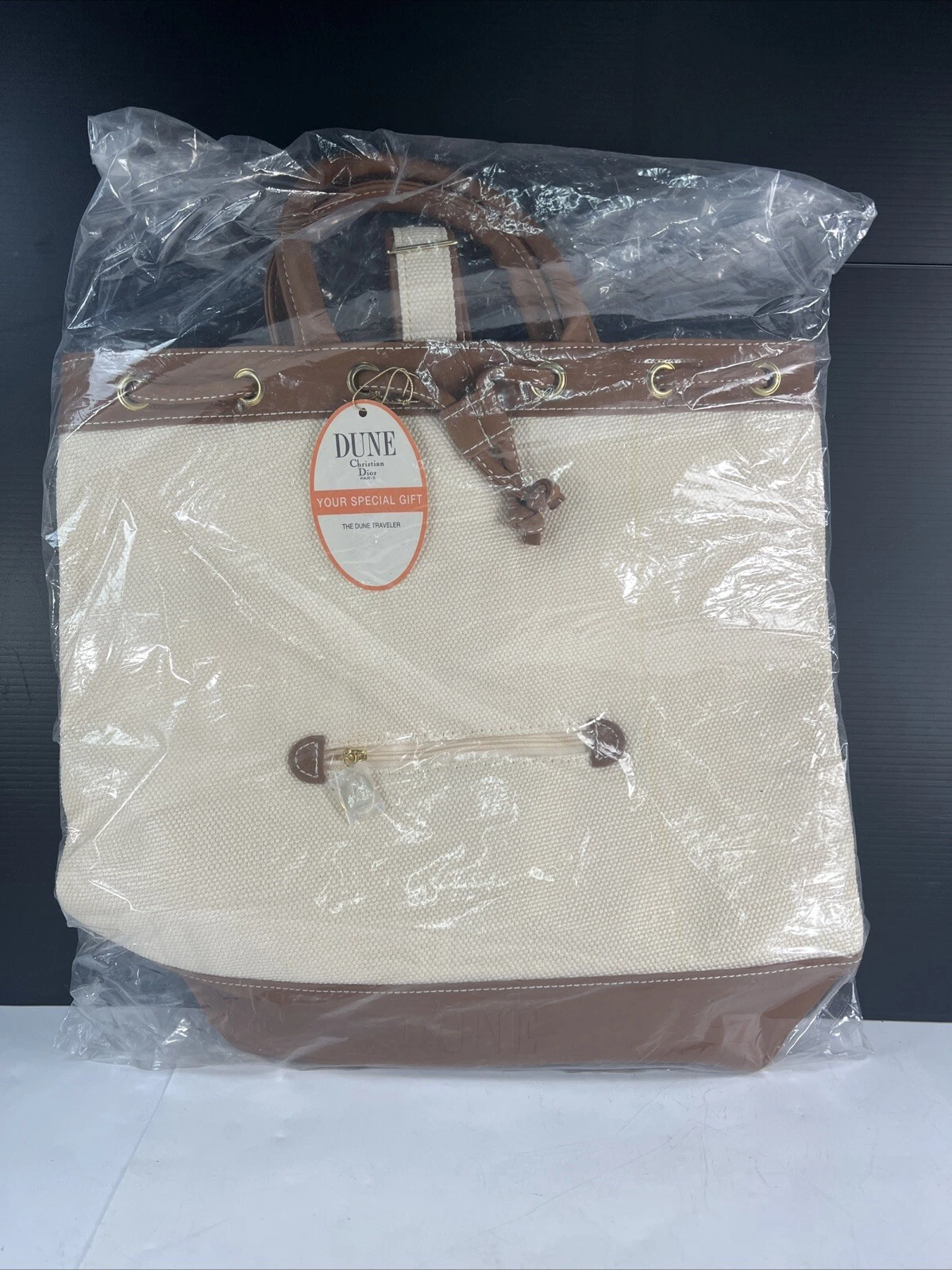 Sac de voyage vintage Christian Dior Dune parfum toile bateau et fourre tout, écharpe simple