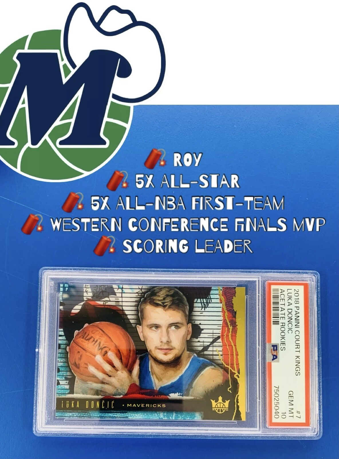 2018-19 Panini Court Kings LUKA DONCIC #7 Acetate Rookies Rookie PSA 10 Gem RC