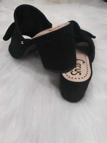 Sam Edelman Circus Black Bow Slide On Mules Blocked Heels Sandal Size 7.5 - Picture 11 of 12