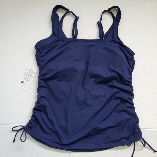 Camiseta sin mangas Lands End Tankini para mujer 10P azul marino lycra con ajuste lateral acanalado - Imagen 6 de 11