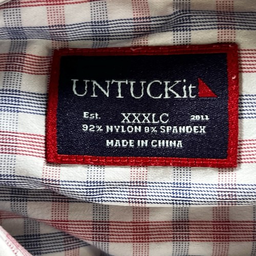 Untuckit Shirt Red White Blue Men 3XL Long Sleeve Gingham Plaid Button Up Casual - Picture 11 of 11