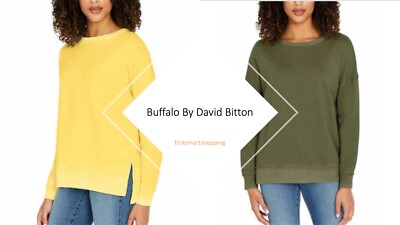 NWT Buffalo By David Bitton Women`s Crew Neck  Relaxed Pullover (Green,Pink,Yell