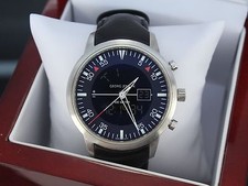 Men's Georg Jensen 42mm Titanium Case Calf Leather Strap Bank Watch