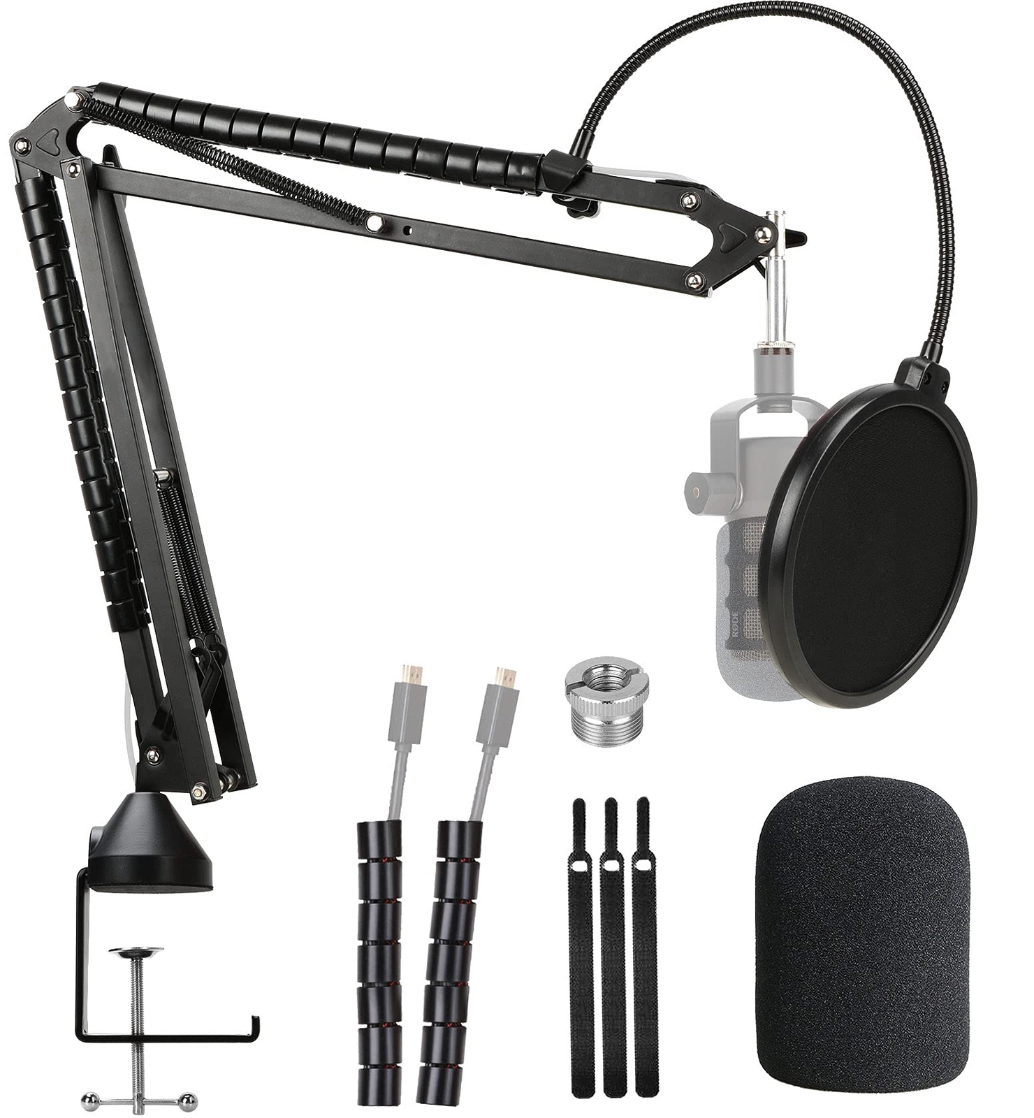 Rode Podmic Stand with Microphone Windscreen and Dual Layered Mic Pop Filter ...