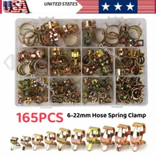165Pcs Zinc Plated 6-22mm Spring Fuel Clips Water Line Hose Air Clamps Fastener
