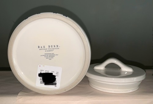 Nuevo Bote Rae Dunn Blanco Brillante Scaredy Cat ~ Nuevo ~ Galletas Acuarela - Imagen 5 de 9
