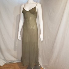 Victoria  s Secret 100 Silk Medium Sheer Sage Green Nightgown Maxi Dress Slip