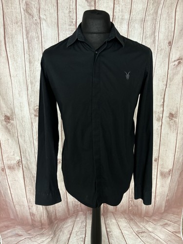 All Saints Damen New Waves Shirt Schwarz Knopfleiste Medium Retro Vintage - Bild 11 von 24