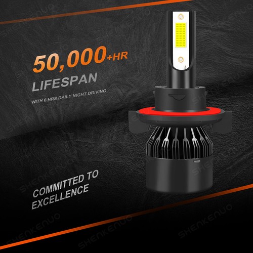 For 2007-2013 GMC Yukon Denali 4x 6000K White LED Headlights Fog Light Bulbs Kit - Imagen 6 de 12