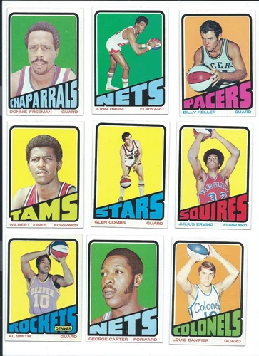 1972-73 195 JULIUS ERVING VIRGINIA SQUIRES EX WRINKLE SEE PIX SET BREAK ROOKIE
