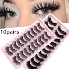 New 10 Pairs 3D Mink False Eyelashes Wispy Cross Fluffy Extension Lashes ⊥