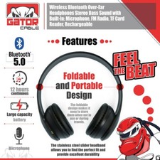 Wireless Bluetooth Headphones Earphones Headset Over-Ear FM Radio MIC Foldable