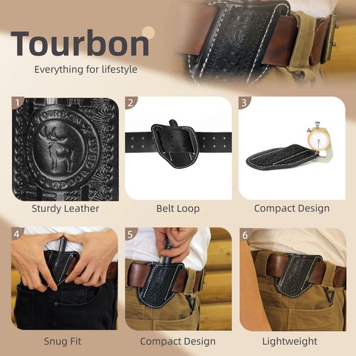 TOURBON Cuchillo Plegable de Cuero Negro Funda Cinturón Bolsa de Transporte Cuchillos de Bolsillo Soporte - Imagen 5 de 24