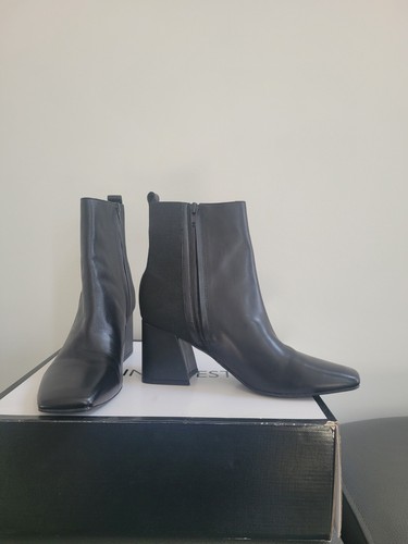 New NINE WEST Women's ZIPPER BOOTS Black Leather Griffin size 8 - Picture 2 of 7