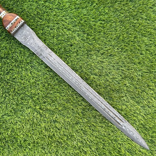 Rare Damascus Steel Double edge Sword, Short Sword, Gladius Sword, Sheath, 2471 - Picture 3 of 7