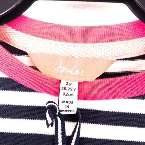 Joules Navy White Striped A-Line Artwork Long Sleeve Rosalee Dress - Size 2Y NEW - Picture 3 of 14
