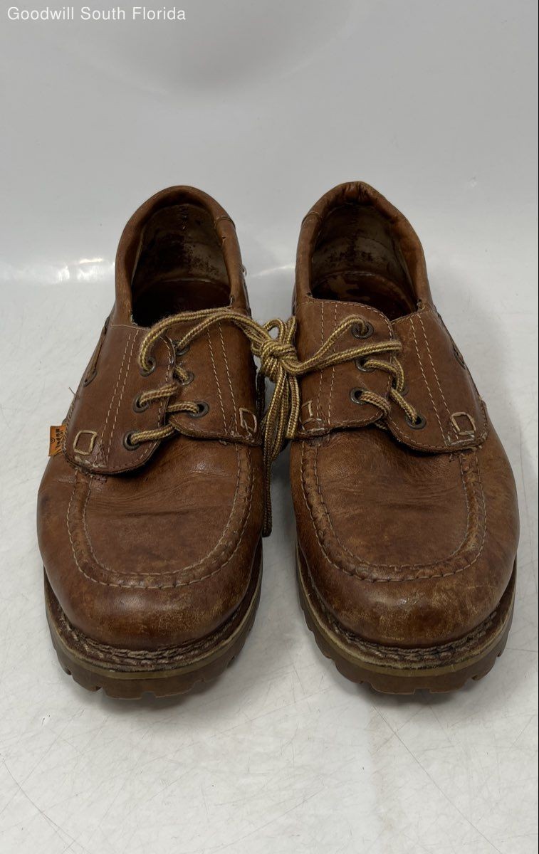 Levi's Mens Brown Leather Stitching Trim Lace-Up Moc Toe Boat Shoes Size 8.5 thumbnail 2