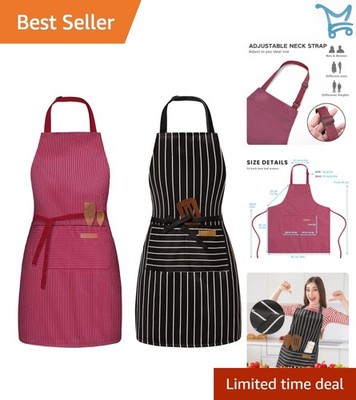2 Pack Adjustable Bib Aprons Kitchen Chef Cooking Protective Torn Stain Resis...