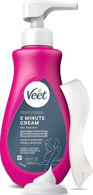 Veet Professional 2 Minute Cream for All Skin Types with Shea Butter, 13.5 FL