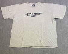 Vintage 90s Lucky Brand Jean Big Logo T Shirt 100% Cotton Made in USA 2XL