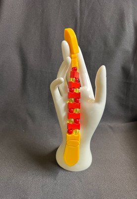 Yellow/Red beads with Yellow/Red  Chotki/Plastic/ handmade 3Dprinted 21cm/41gram