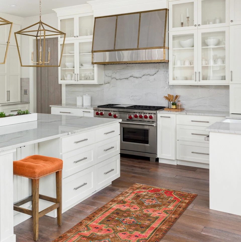 Alfombra de corredor tradicional oriental de lana 3'10" x 10'4" vintage anudada a mano Foto 2 de 4