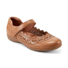 Women's Brady Leather Mary Jane Flats Cognac Leather SZ 9.5 W