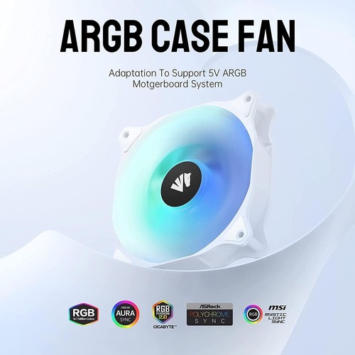 White ARGB 120mm Case Fans - 5-Pack - Picture 5 of 10