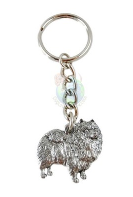 Keeshond Keychain Pewter