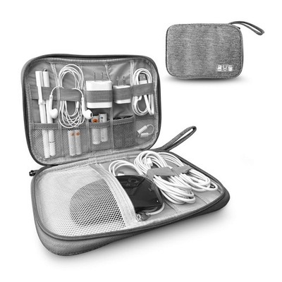 ToolBay Electronics Charger Organizer - Travel Cable Case for Small, Grey 