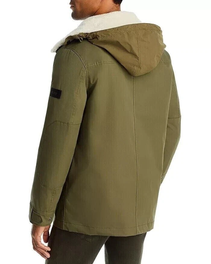 Chaqueta Yves Salomon Ejército Para Hombres Bachette Cordero Forrada de Vellón Verde/Marfil-UE 48 USS/M Foto 2 de 4