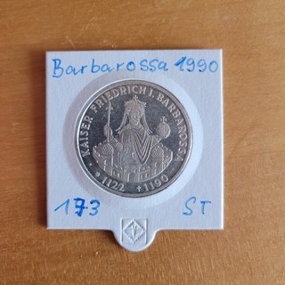 10 DM Kaiser Friedrich Barbarossa I.1990 15 5g. Silber. Bankfrisch