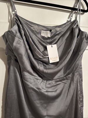 NWT Sugarlips R.S.V.P. Charisma Cowl Neck Maxi Dress 1X Gray Silver Bridesmaid