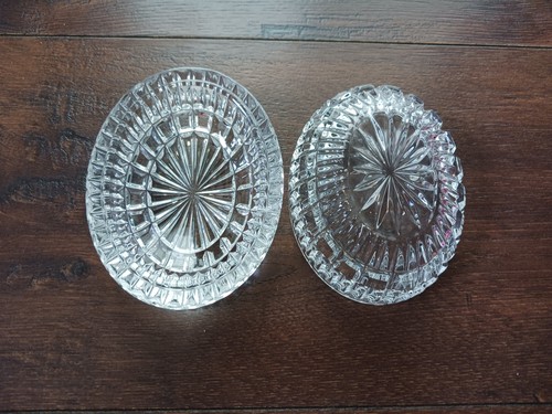 Vintage Crystal Cut Glass Trinket Box Dish Round Starburst Jewelry Candy Box - Picture 4 of 8