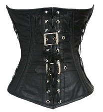 Heavy Duty 26" Double Steel Boned Leather Underbust Waist Training Corset 1219