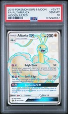 2019 POKEMON SUN & MOON HIDDEN FATES #SV77 FULL ART/ALTARIA GX PSA 10