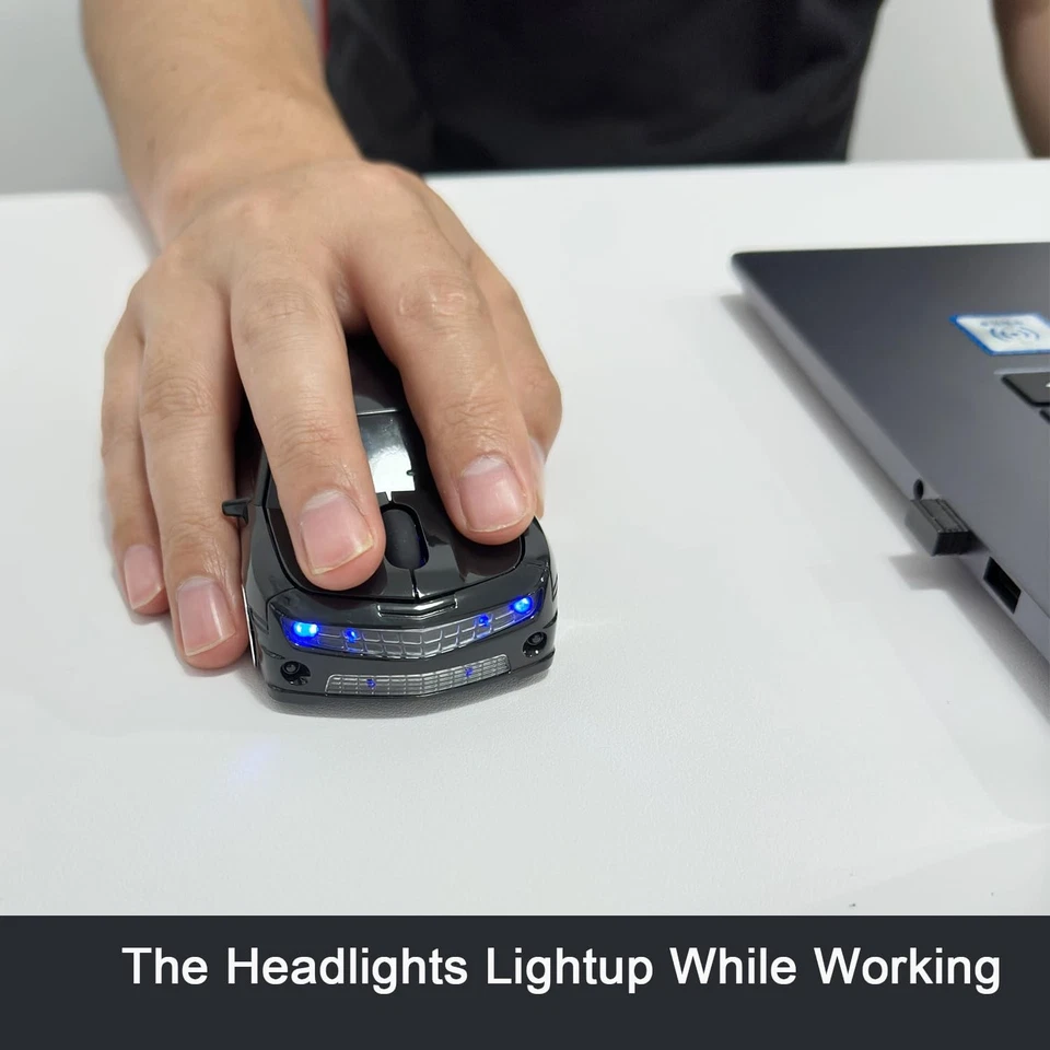 Negro 2.4Ghz Divertido Mouse Inalámbrico Deportivo en Forma de Coche con Receptor USB para Laptop Foto 4 de 4