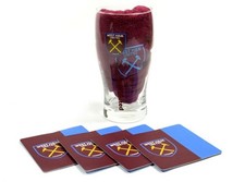 West Ham Word Mark Mini Bar Set Official Licensed Beer Glass Gift Set Pint Glass