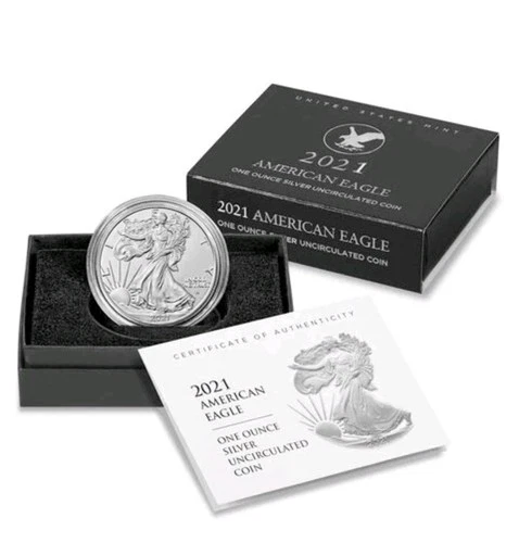 2021-W Burnished $1 Type 2 American Silver Eagle OGP & COA