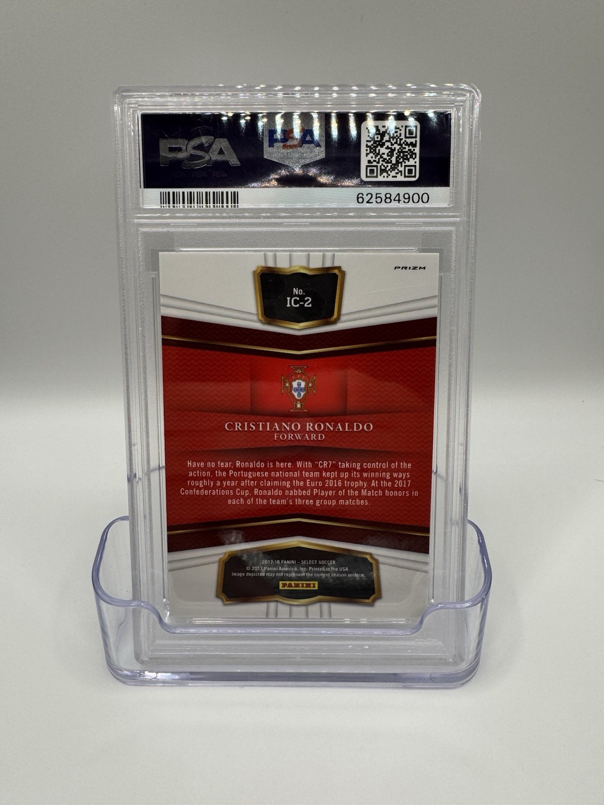 Panini 2017 Select Cristiano Ronaldo In The Clutch #IC-2 Prizm PSA 9 MINT view 3