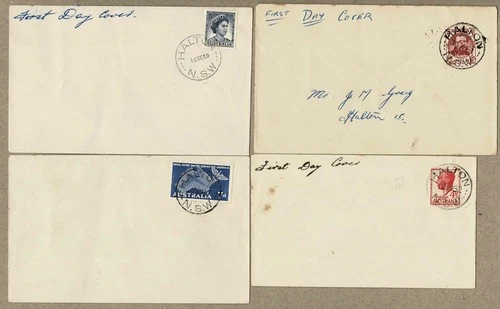 Australia 1951 - 1959 Plain FDC Cover x4  NSW Postmark Halton