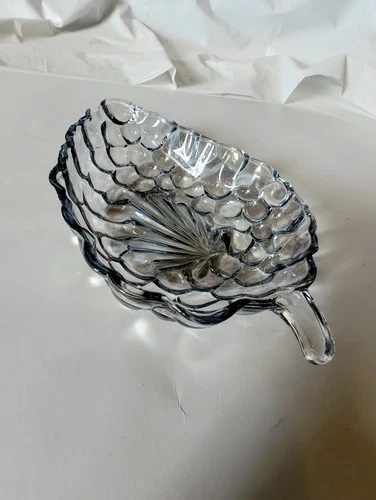 VINTAGE Anchor Hocking Glass GRAPES Leaf Relish Dish MCM Retro